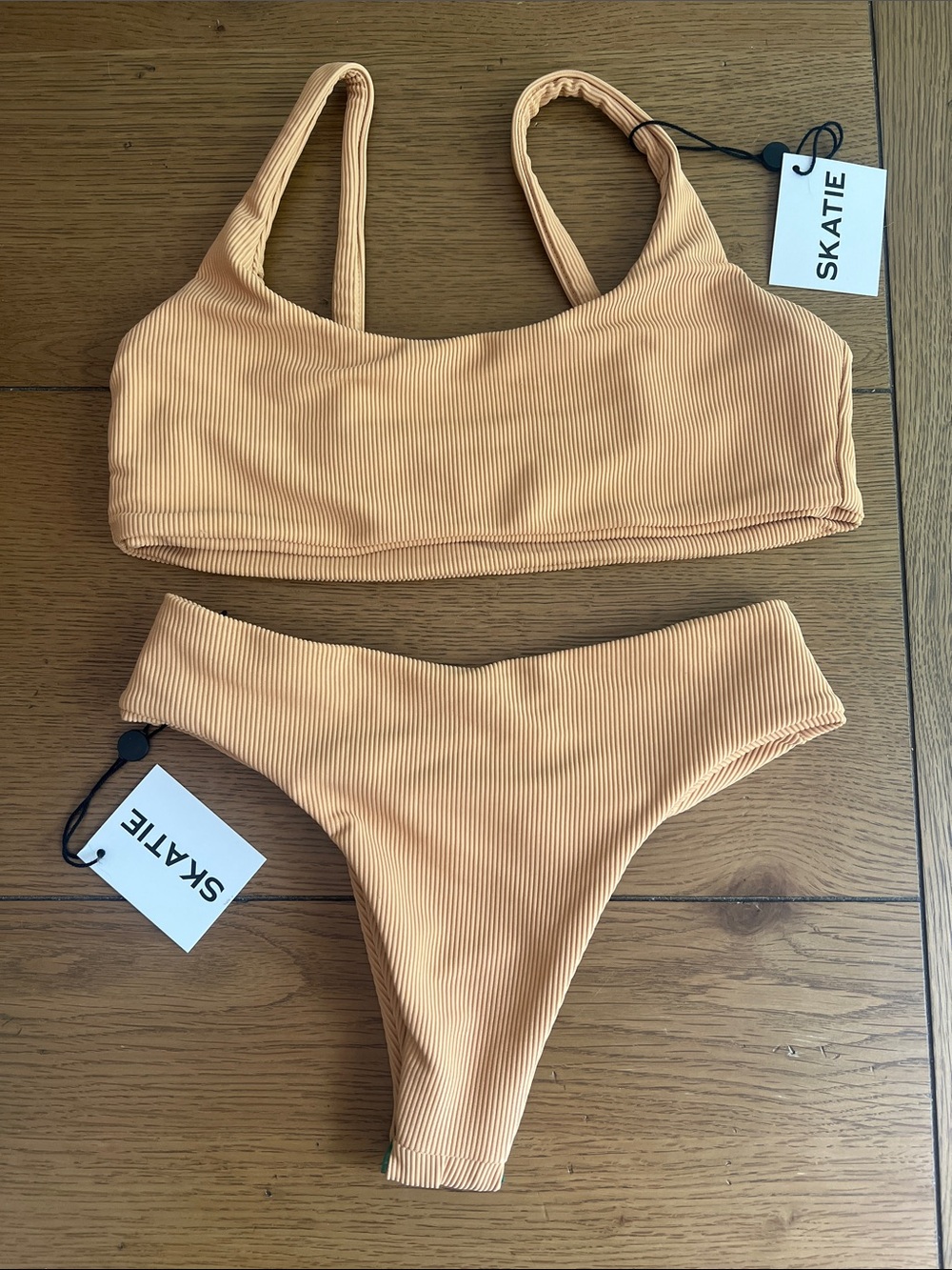 Skatie Two-Piece Bikini in Nude Ribbed